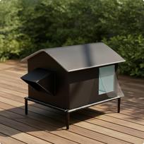 Outdoor Cat House with Raised Base | RainResistant Oxford Cloth, Elevated Shelter, for Backyard black
