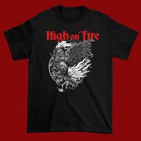 High On Fire Vintage Stoner Doom Heavy Metal Rock Band Logo Graphic T-Shirt M red