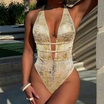 Gold Thong Sexy Women One Piece Swimsuit Swimwear Female Backless Biquini Monokini Swimming Suit Bathing Suit Beachwear M auksas