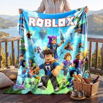 Warm Flannel Blanket Roblox Pattern, Lightweight Comfortable Throw Blanket for Bed Sofa Use 80cmx120cm