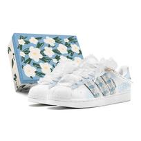 Adidas Originals Superstar 2 Shell Head, Small Fragrance Flower Low top Casual Skate Shoes Unisex Blue IH8659(TeamS2-S-BOX) 37⅓ gray