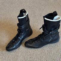 Sheepskin version retro round head handsome boxing sports boots side zipper inner height increase thin versatile fashion boots 40 juoda