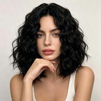 Moterų juodi garbanoti perukas: Madingi trumpi garbanoti sintetiniai perukai curly hair [hair net] beige
