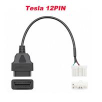 OBD2 Cable for Tesla Model 3, Car Diagnostic Tools, 12/20/26 Pin Male Female to 16 Pin Cable for Auto Adapter Tesla 12PIN gray