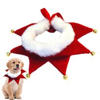 2026 Christmas Pet Collar Winter Plush Cat Dog Triangle Scarf With Bell Cute Christmas Elements Pet Drool Towel Xmas Decor Props S brown