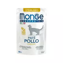 Šlapias maistas sterilizuotoms katėms | Monge Monoprotein Sterilised paštetas su vištiena, 85 g