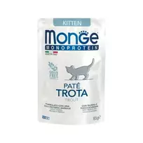 Šlapias maistas kačiukams | Monge Monoprotein Kitten paštetas su upėtakiu, 85 g