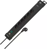 Brennenstuhl Premium-Line Power Strip 6-Way, 3m Cable, Black, Schuko Socket, Illuminated Switch, Child Protection