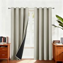 2Panels Modern 100% Blackout Curtain with Coated Lining Curains for Bedroom Living Room Dining Room Bathroom Window Home Decor W94xH137cm&1 panel smėlis