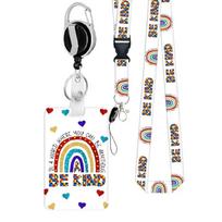 Retractable Badge Holder Reels Lanyard Set with Card Holder for Student white