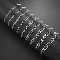 Teamer 3-10mm Wide Men's Cuban Chain Bracelet Women Stainless Steel Gold Color Minimalist Basic Figaro Chain Punk Jewelry Gift 3mm&21 cm gray
