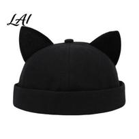 Brimless Cat Ear Hat Hat Cute Docker Cap Adjustable Skullcap Stylish Lightweight Fashion for Women Sailor Cap Men Street Casual Wear Trendy Unisex juoda