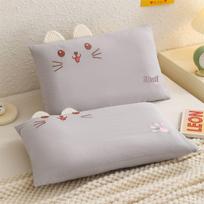Dopamine Cat All-Cotton Children's Neck Support Pillow (Ages 1-6) 30*50cm Pillowcase + Fiberfill Pillow Core gray