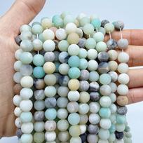 Amazonite Tianhe Stone Round Beads for DIY Jewelry - Bracelet and Necklace Accessories, Semi-finished Products 10mm ~37 beads gray