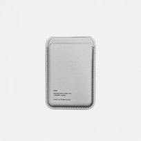 oua_Label silver leather wallet pocket stand MagSafe stand card wallet silver white