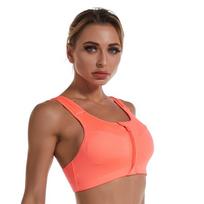 High Impact Shockproof Front Zip Wireless Sports Bra For Women S oranžinė