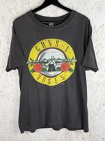 80s Vintage Guns N Roses 1987 Was Here Heavy Metal Band T-Shirt Black Faded L Unisex T-Shirt XXXL yellow