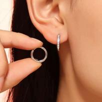 Titanium Steel Hypoallergenic Ear Cuffs with Diamond Inlay for Healing - Mini Earrings for Women’s Cartilage. 10mm Single brown
