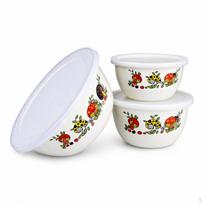 Emalio maišymo dubenėlių rinkinys su nerūdijančio plieno kraštu, sustiprintas dizainas, įvairūs raštai 18cm Rožinis 20cm_Mushroom white