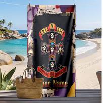 Guns N’ Roses Custom Beach Towel, Print Your Name Text Lightweight Absorbent Towel for Swimming Travel 70cmx140cm(27x55inch) gray