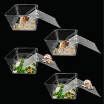 2 Packs Hermit Crab Pool - Ideal Hermit Crab Tank Combination - Pool with Cuttable Climbing Ramp Small*4