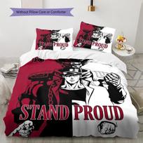 Jojo'S Bizarre Adventure Pattern Bedding Quilt Set Quilt Cover Pillowcase Home Birthday Gift(1 * duvet cover + 2 * pillowcase, without core) 155x200cm