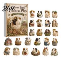Desktop Micro Landscape Decorations Christmas Advent Calendar with 24 Guinea Pig, Garden Theme Cute Decorative Miniature Animals Animal Figurines, C