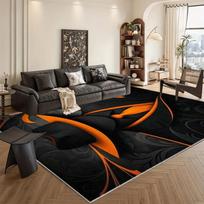 3D print Glowing Orange Carpet Black Cube Rug Modern Living Room Coffee Table Floor Mat Matrix Geometric Illusion Home Doormat 50cm x 80cm gray