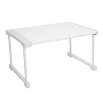 Ištraukiama spintelės lentyna Anglies plienas ABS PP Drabužinės saugojimo lentyna Spintelės organizatorius Paaukštinimo stovas virtuvės spintelei Length 67-88cm / 26.4-34.6in white