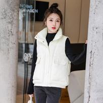Down cotton vest women's Korean version loose autumn and winter vest new large size vest thickened short coat tide XXL beveik baltos spalvos