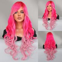 European and American Style Women's Blonde Barbie Cosplay Wig Long Curly Hair with Curtain Bangs Synthetic Cosplay Wig auksas