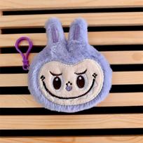 Creative new Labubu bunny plush coin purse portable round earphone bag cute cartoon girly heart KTB Without pearls violetinė