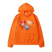 Fixies Animacinis Spaudinys The Fixies Vaikų Hoody Mielas Rudens Žiemos Lauko Su Gobtuvu Vėjui Atsparus Drabužis Madingi Vaikų Vilnos Hoodies 130 oranžinė