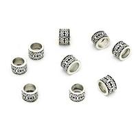 20Pcs/lot Tibetan Gold Silver Spacer Beads Alloy Big Hole Charm Beads for DIY Jewelry Bracelets Making Findings Accessories 8x7mm hole 6mm antikinės sidabrinės spalvos