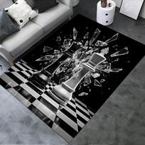 2025 New Chess piece Carpet Rug for Living Room Bedroom Home Sofa Decoration,Kids play Non-slip Floor Mat 40x60cm( 15x23in ) black