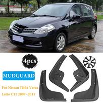 4X skirtas Nissan Tiida Versa Latio C11 2007 2008 2009 2010 2011 Purvasargiai Purvasaugiai Sparnai Purvasaugiai Apsauginiai nuo purslų automobiliui black