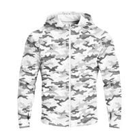Men's Casual Raglan Long Sleeve Hooded Jacket Camouflage Print Lightweight Outdoor Cover Up (Glasses Not Included) L dangaus mėlyna spalva