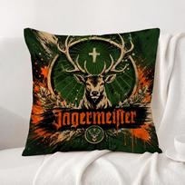 Brand Jagermeister Cushion Cover Natural Linen Pillowcase Set AllinOne Decor Cushion Cover for Sofa Bedroom Chair 30cmx30cm(12x12Inch) black