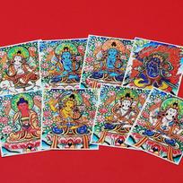 High-Definition Tibetan Tangka: Eight Great Buddhas, Manjushri, Samantabhadra Canvas Art Set of Eight 4x5 HD Prints