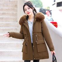 New Hooded Big Fur Collar Korean Version of Women's Coat Versatile Detachable Women's Pie Overcome XXXL kava