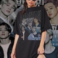 Jimin Kpop Vintage Retro Shirt Tee tshirt, Jiminaa Kpop Shirt, Jimin Bias Gift S M gray
