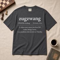 Zugzwang Definition Shirt, Chess Player Gift, Chess Club Tee, Comfort Colors® 1717 Garment Dyed Tee L gray