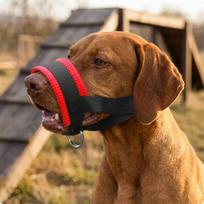 Canine Muzzle with Padded Nose Breathable Soft Padding Comfortable for Dogs Black Red Xl