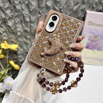 Case for Samsung Galaxy Z Fold 8 Ultra 7 6 5 4 3 with Bling Rhinestone Detachable Flower Crystal Bead Wrist Strap Shockproof Women Cover Phone Bumpers for Samsung Z Fold4 ruda