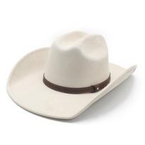Suede upturned western edge one-word cowboy hat men's and women's hat ethnic style top hat felt hat jazz hat M（56-57cm） smėlis