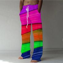 Men's 3D Geometric Pattern Printed Baggy Casual Trousers,  Elastic Drawstring Waist with Pockets, for Spring Summer Home Outdoor Vacation XL rožinė