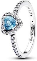 PANDORA Women's Silver Ring Heart Relief Light Blue 198421C10 60 brown