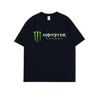 High-Quality Monster Motorcycle Team Print Men's 100% Cotton Top – Summer Adult Crew-Neck T-Shirt – Unisex Streetwear/Hip-Hop Style Tee L black