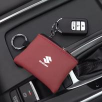 Automobilio odinis raktų dėklas Kortelių krepšys Emblema raktų pakabukas Maišelis Suzuki SX4 Splash Baleno Vitara Samurai Kaiser DZire Swift Jimny Ignis brown