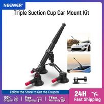 NEEWER Triple Suction Cup Car Mount Kit with Action Camera Adapter,2in1 Extension Pole Selfie Stick For GoPro Insta360 CA065